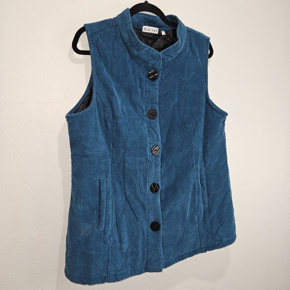Habitat Vest Teal Quilted Corduroy Sleeveless Jacket Womens Size XL Extra Large - Picture 3 of 14